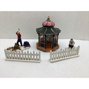 Lot Lemax Christmas Village Accessories Victorian Gazebo Cutting Firewood Fences